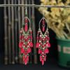 Bohemian Crystal Tassel Earrings - Ethnic Style, Slim Face, Exaggerated Design for Travel