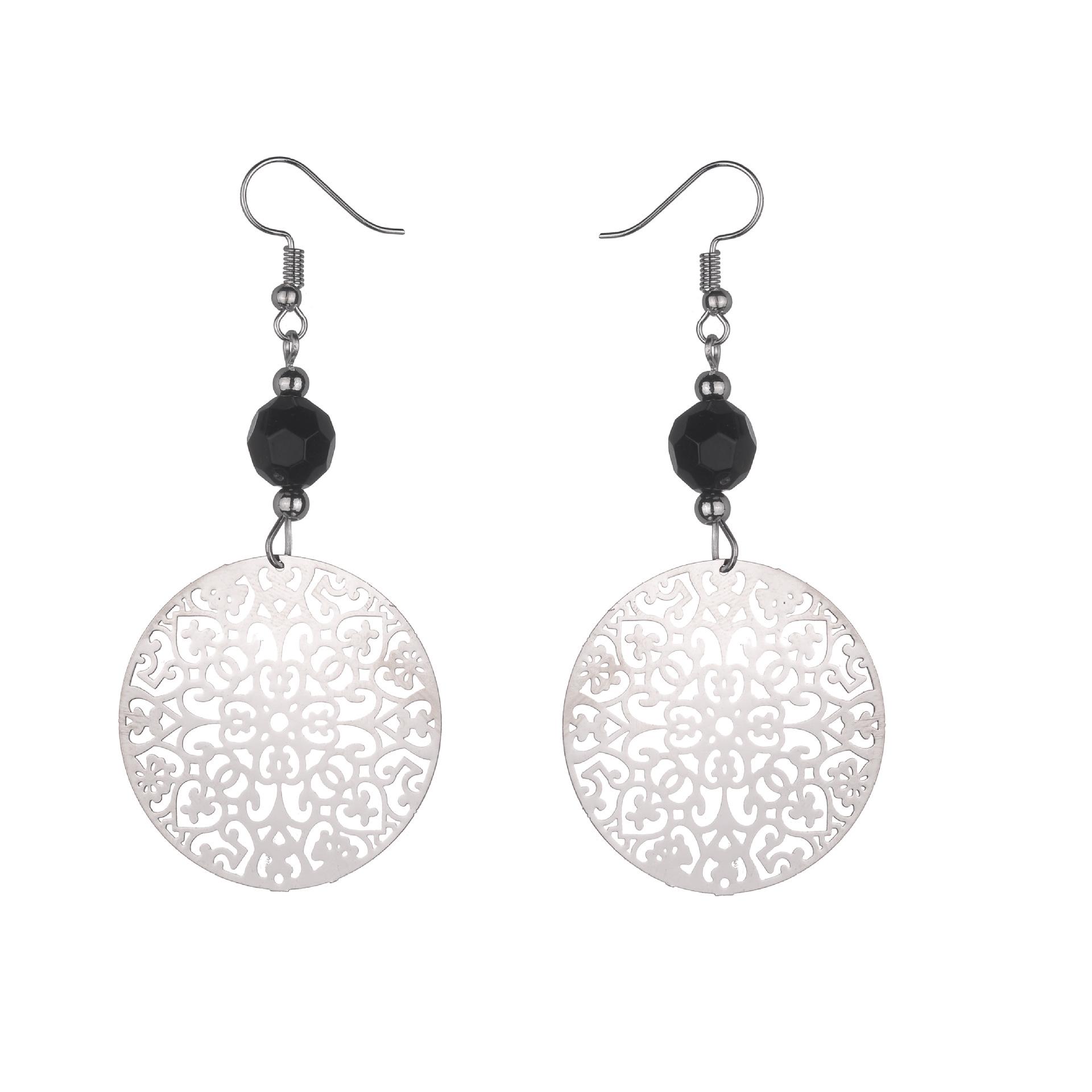 European  American Style Hollow Round Bead Earrings