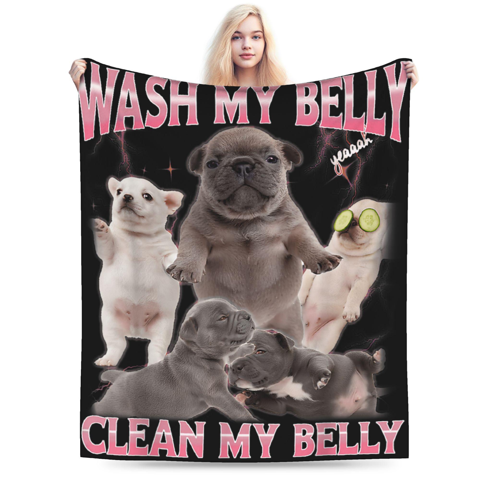 

I Am Pibble Wash My Belly Blankets Coral Fleece Plush Meme Funny Dog Brainrot Warm Throw Blanket for Car Sofa Couch Bedspread 30x40in