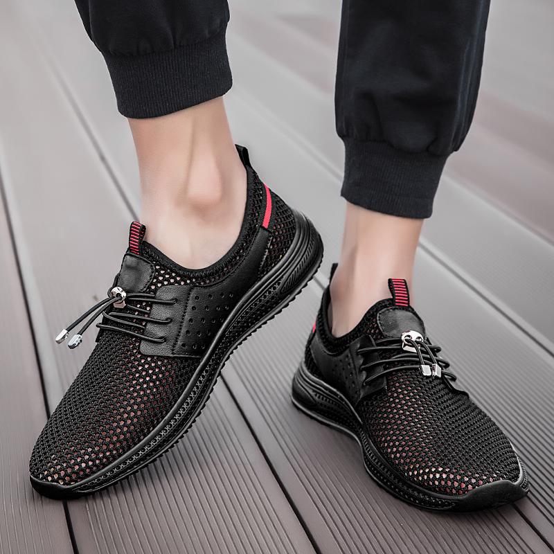 Fashion Lightweight Male Summer Footwear Breathable Mens Casual Shoes Hollow Out Men Flats Cool Moccasins Handmade Lace-Up Driving Shoes