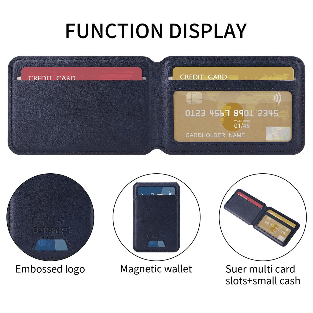 For iPhone 16 Plus Magnetic Case BETOPNICE RFID Blocking Leather Phone Back Cover with Detachable Card Bag