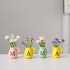 Mini Ceramic Vase Refrigerator Magnet with Fake Flower DIY MAMA MOM Letter 3D Miniature Flower Vase Fridge Magnet Decoration Mother's Day Gift