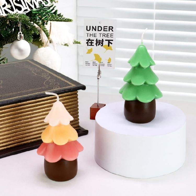 PC Christmas Tree Mould For Candle Resin Casting Reusable Baking Decorations Holiday Crafting Accessory