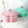 20cm Petal Cast Iron Dutch Oven Binaural Enamel Pot for Bake Bread and Casserole Dish Braising With Lid For All Heat Source