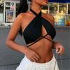New Summer Solid Color Backless Lace-Up Top for Women - European & American Style