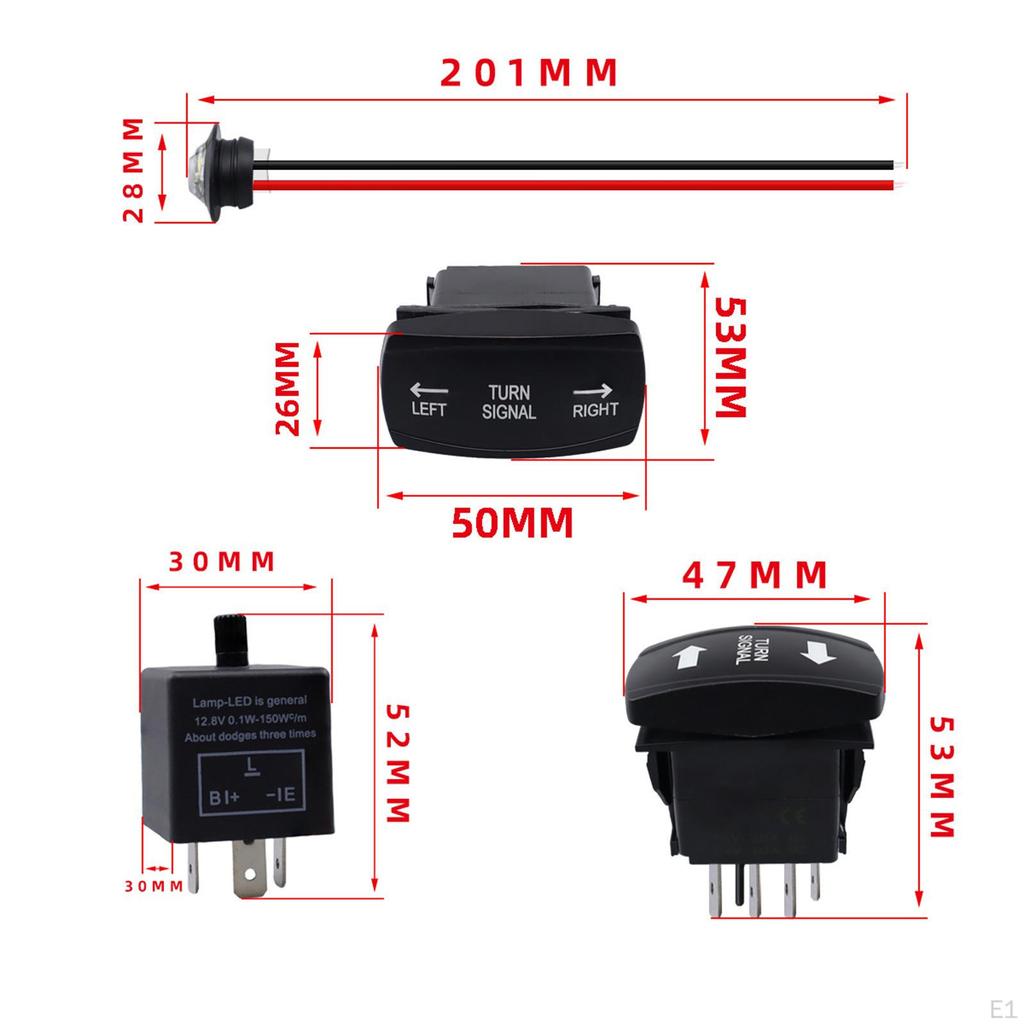ATV UTV Rocker Switch Turn Signal Kit Light Flasher Relay Wire Harness Easy to Install