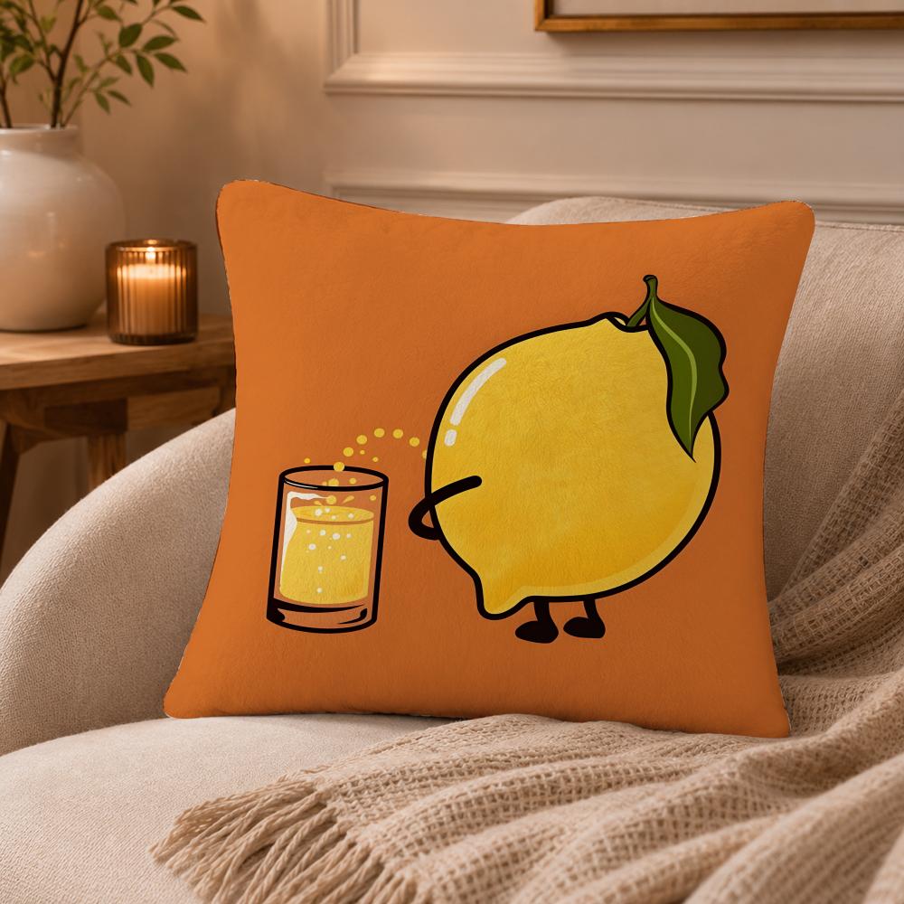 Abstract fruit Cushion Cover Anti-dustmite Pillowcase Invisible zipper silky short plush Sofa cushion cover