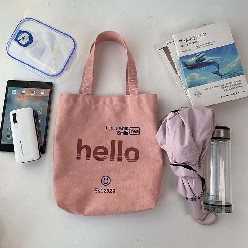 Versatile Japanese Canvas Tote: Large Capacity, Handheld, Trendy Lunch Box Bag for Women