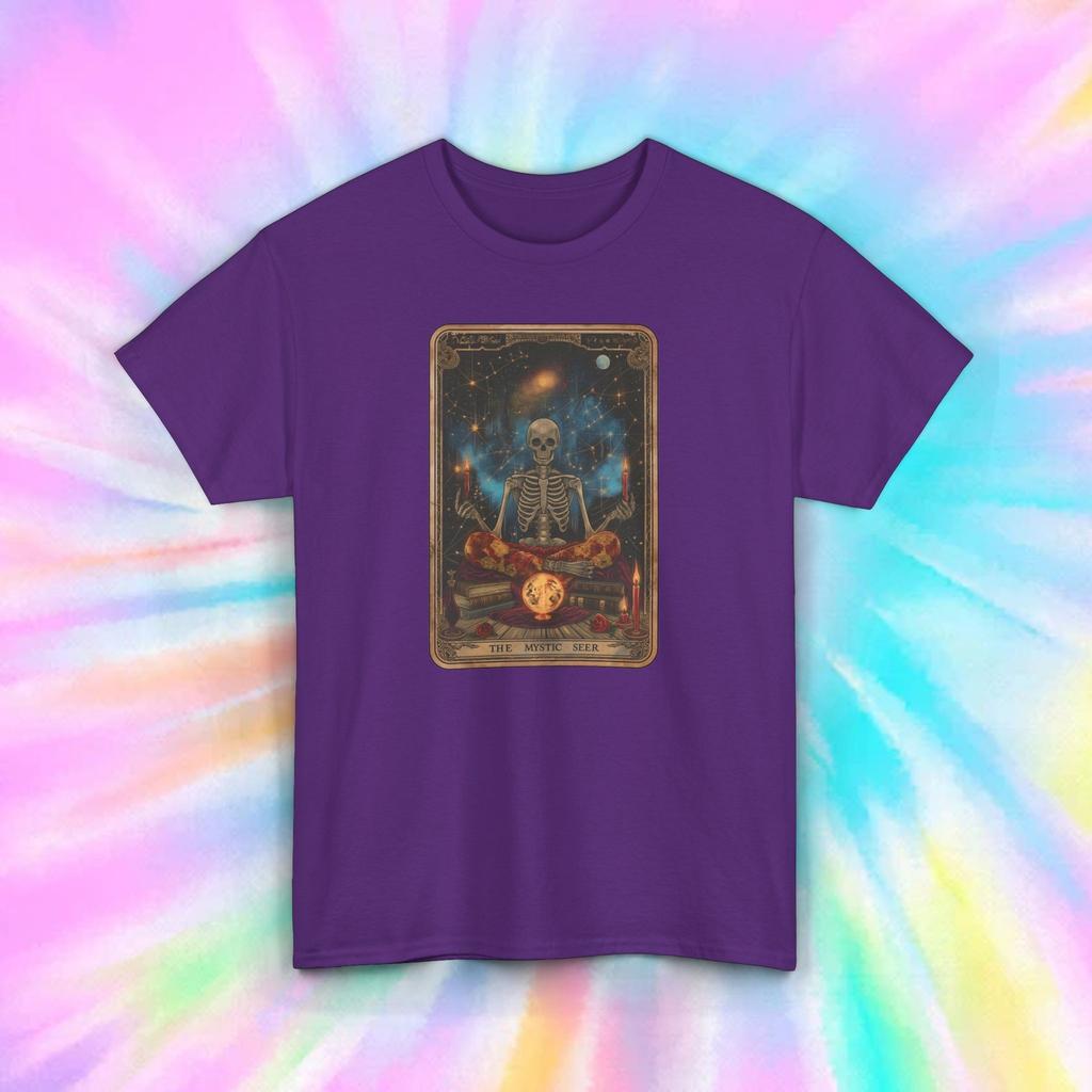Mystic Seer Tarot Tee | Fortune Teller Skeleton | Celestial Graphic Shirt |S-5XL