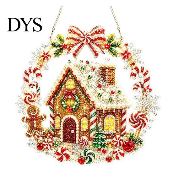 Christmas Themed Hanging Ornaments Diamond Art Ornament, 2D Acrylic Pearl Painting Window Decorations Pattern Suncatcher, Holiday Pendant for