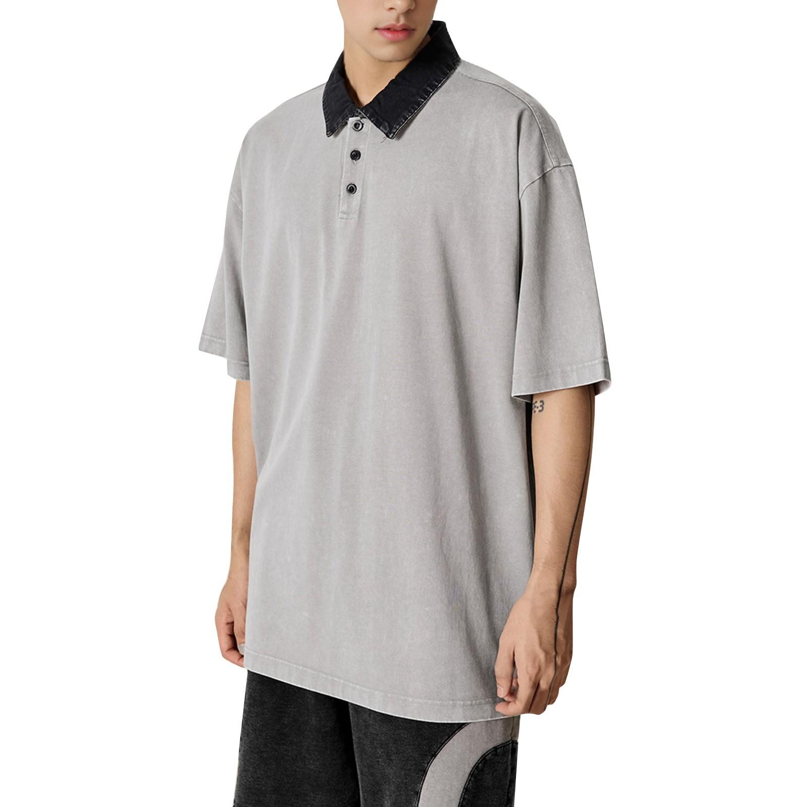 

Мужской летний колор-блок, без пуговиц, с лацканами, свободный топ с коротким рукавом XL