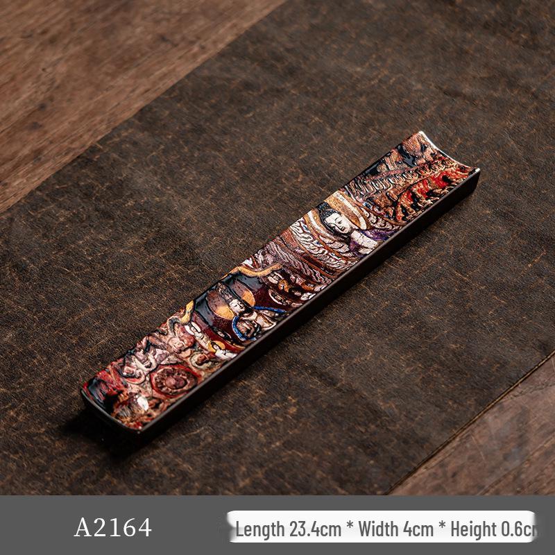 Guochao River & Mountain Ceramic Incense Holder - Retro Incense Stick Tray for Indoor Use