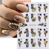 Cotton Flowers Transfer Decals 3D Nail Stickers Gold Leaf Nail Adhesive Sliders Nail Manicure Decorations