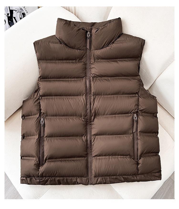 Light down cotton vest women's autumn and winter new Korean version stand-up collar vest warm vest jacket