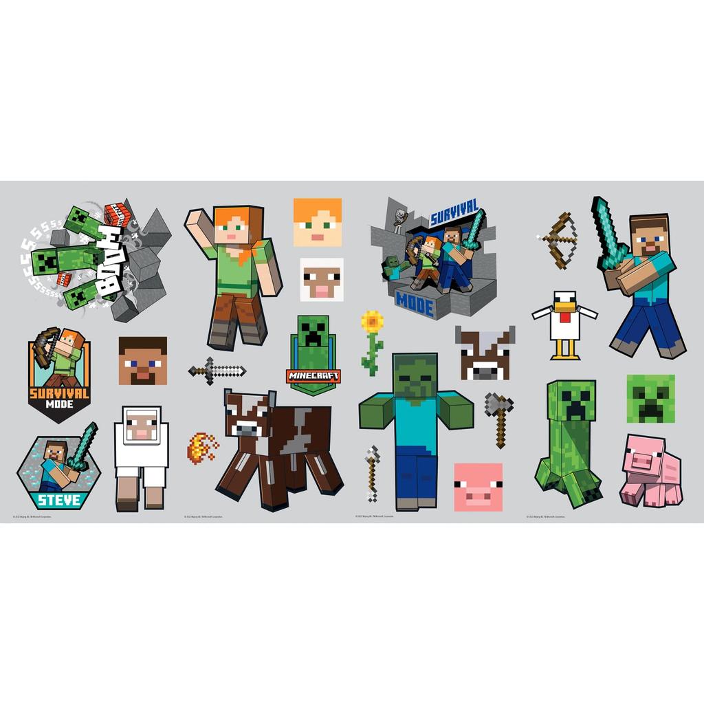 RoomMates RMK5366SCS Minecraft Characters Peel and Stick Wall Decals, Multi