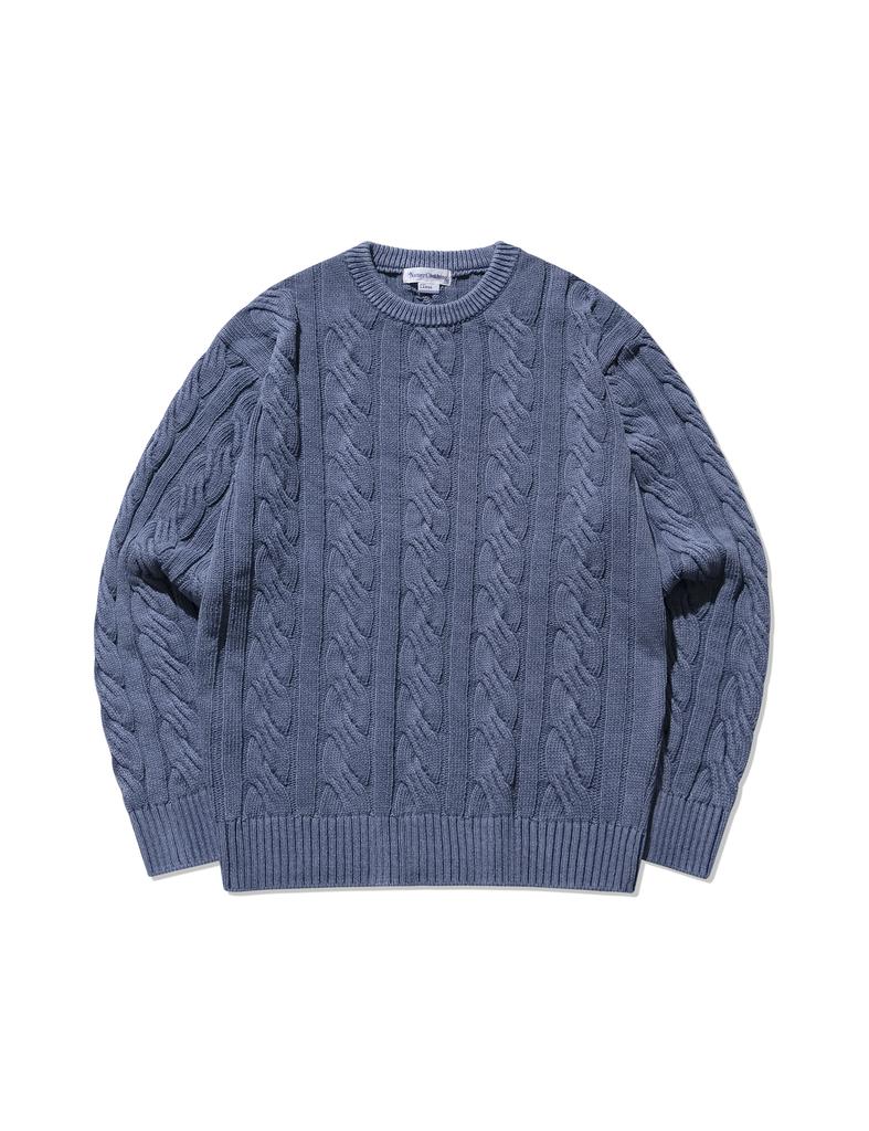 NAMERCLOTHING Pigment Aran Cable Sweater Dusty Blue