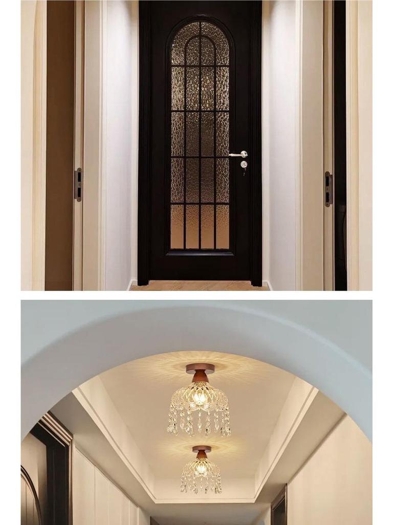 Chinese Style Retro Crystal Pendant Ceiling Light for Corridor, Aisle, Entrance, or Balcony