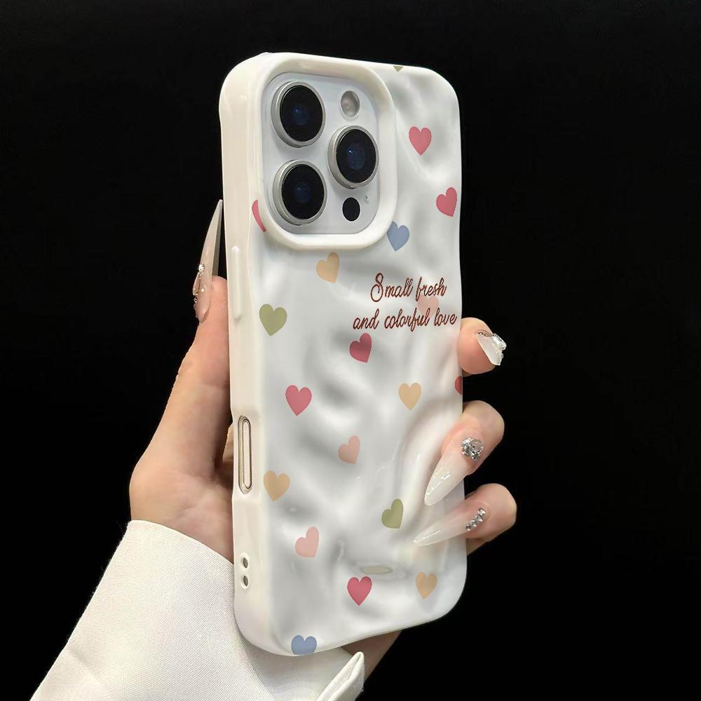 

Корейский минималистичный чехол для телефона с сердцем для iPhone 17 16 15 14 13 12 11 Pro Max 14 15 Plus 17 Air Волнистый мягкий силиконовый чехол iPhone 16 Pro
