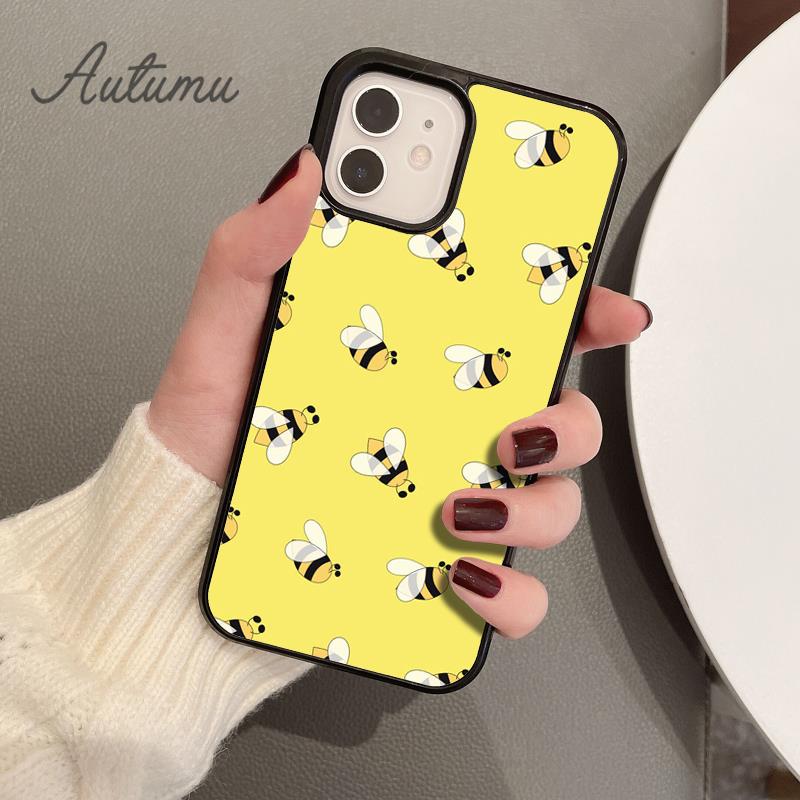Bumble Bee Honeycomb Honey Phone Case for iPhone 11 12 13 14 Pro Max Mini XR XS SE 2020 6 7 8 Plus Samsung Galaxy S21 S22 Cover