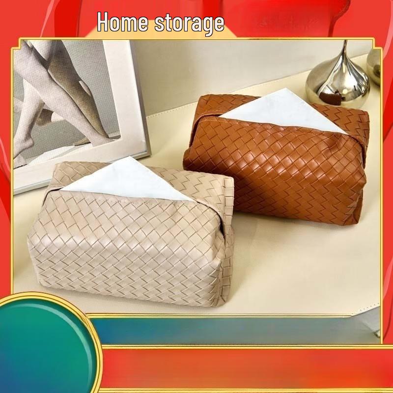 Luxury Waterproof Leather Woven Tissue Box