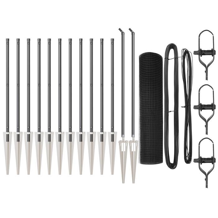 VidaXL Clôture en fil soudé avec 13 poteaux à pic Gris 0,8x25 m Acier 3352195