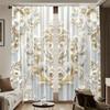 2pcs Artistic Floral Print Polyester Curtains with Gold Accents – for Living Room   Office & Study Decor
