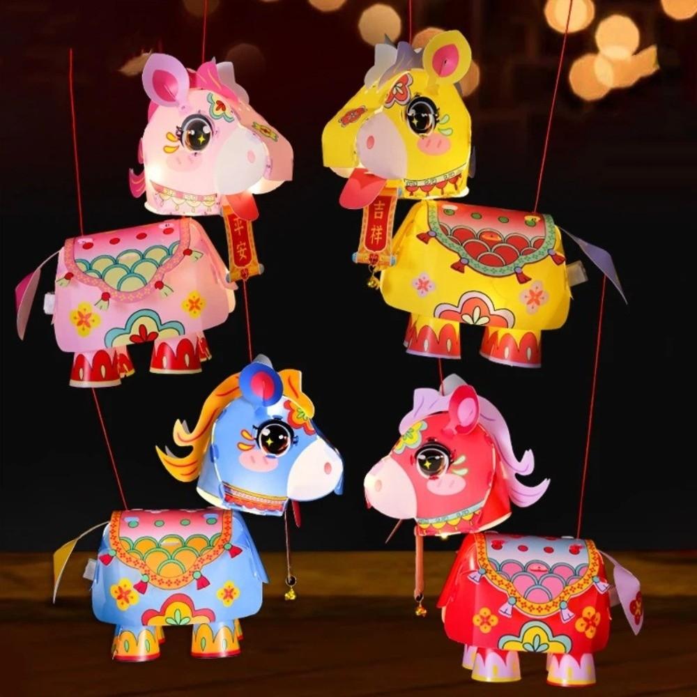 PVC Horse Year Decorative Lantern Chinese Style Waterproof Mid-Autumn Lantern Hanfu Accessories Cartoon Pony