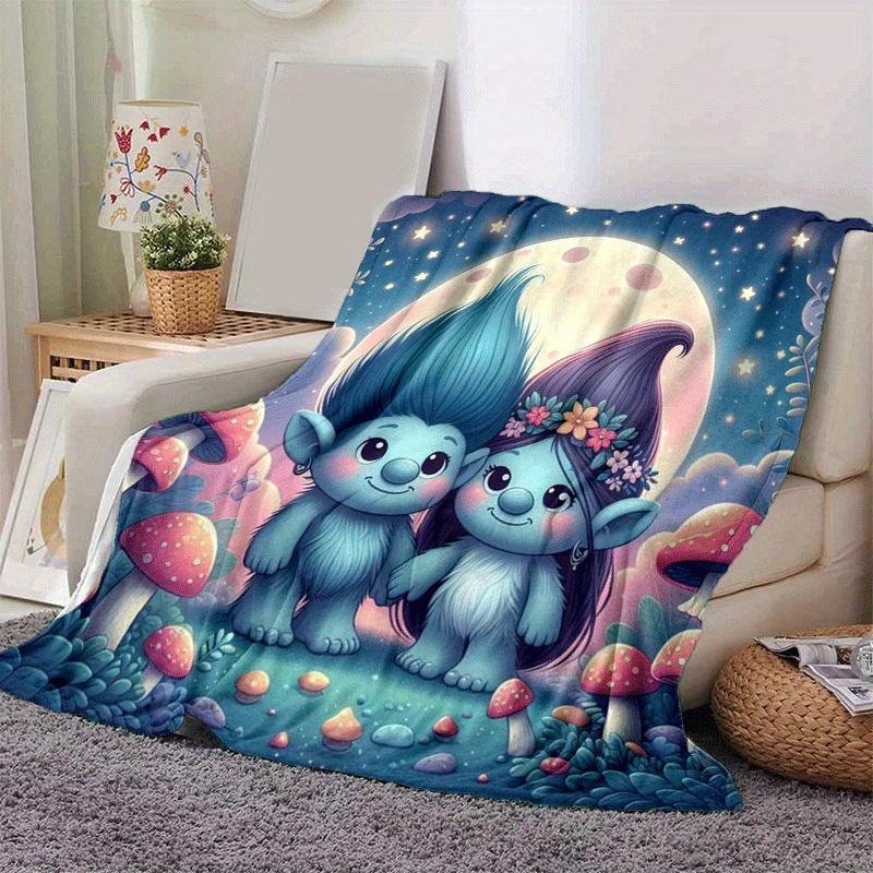 1pc Mushroom Printing Lightweight Flannel Blanket, Comfortable and Warm Blanket, for Camping Sofa Bed and Couch Office, in All Seasons