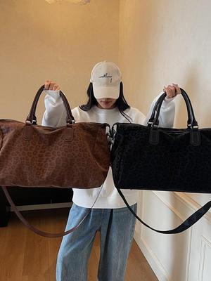 Damen Stilvolle Retro-Handtasche mit Leopardenmuster - Große Kapazität Zwei-Wege Umhängetasche