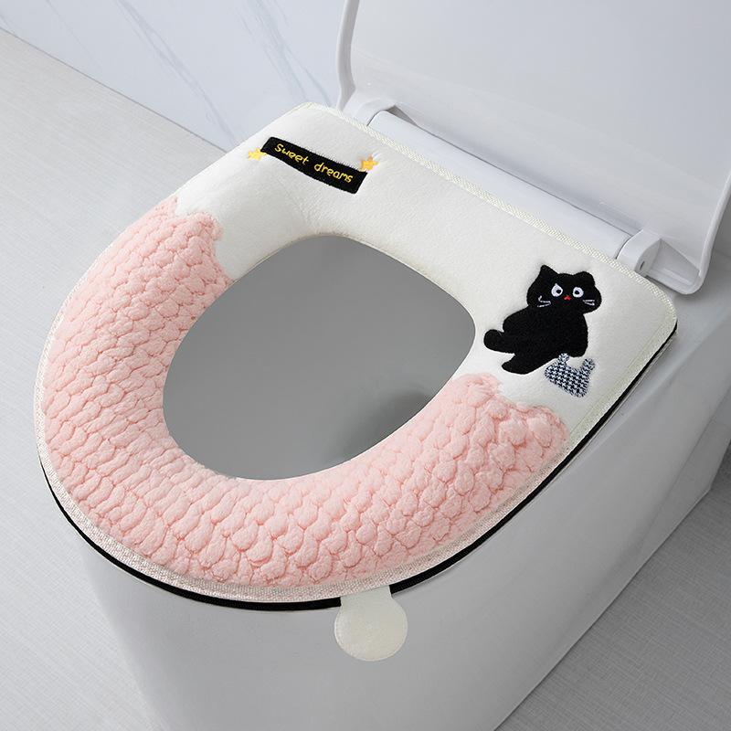 Plush thickened zipper can be used in all seasons to keep warm autumn and winter toilet seat toilet seat cushion