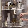 No-Drill Wall-Mounted Bathroom Shelves - Transparent Textured Design Shower Caddy & Skincare Organizer for Home, Multi-Room Compatible