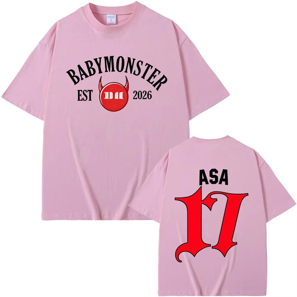 Babymonster Ahyeon Asa Rami Rora Ruka Pharita Chiquita Tour 2026 Tshirt Unisex Women Fashion pure Cotton Short Sleeve T Shirt