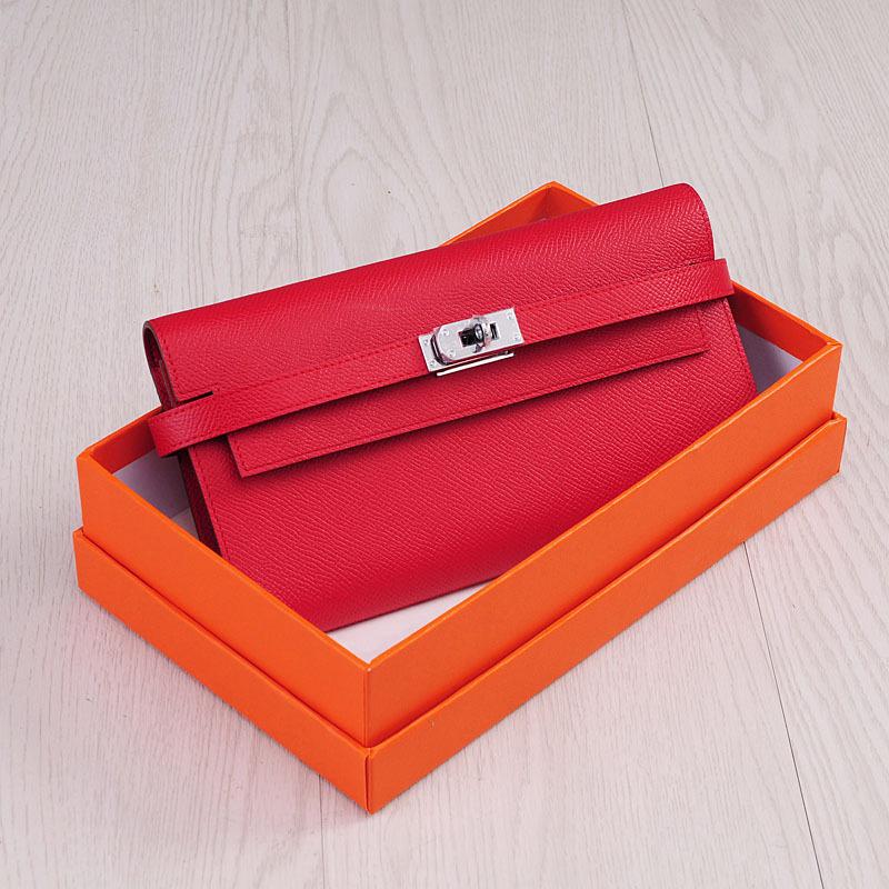 Cartera larga elegante de piel de vaca con estampado de palmeras para mujer