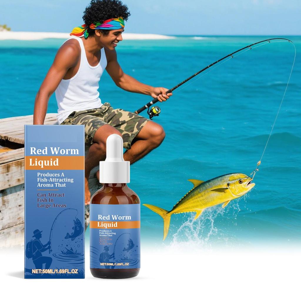 Red Worm Liquid Fish Attractant Scent Fish Attractant Helper For Anglers, Fishing ,50ml