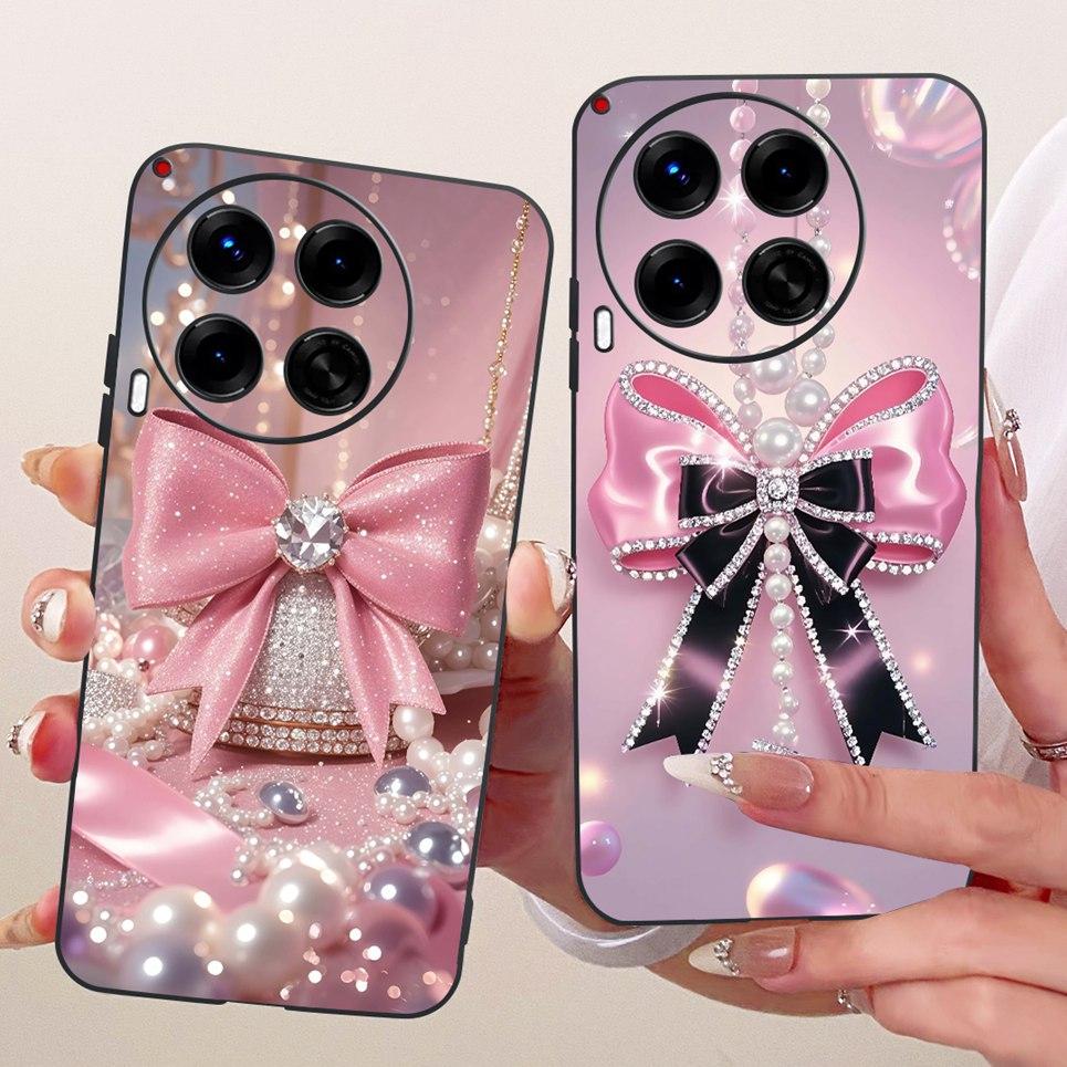Luxury Flower Butterfly Bow Pattern Casing For Tecno Camon 30 30s Pro 30 Premier Back Cover Clear Soft Silicone Phone Case