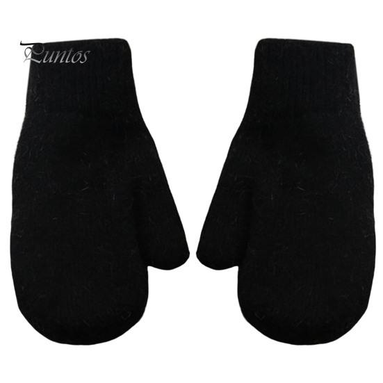 Adults Mittens 1 Pair Women Double-layers Cute Stretchy Soft Thickened Cold Female Resistant Solid Color Autumn Winter Girls Gloves for Riding