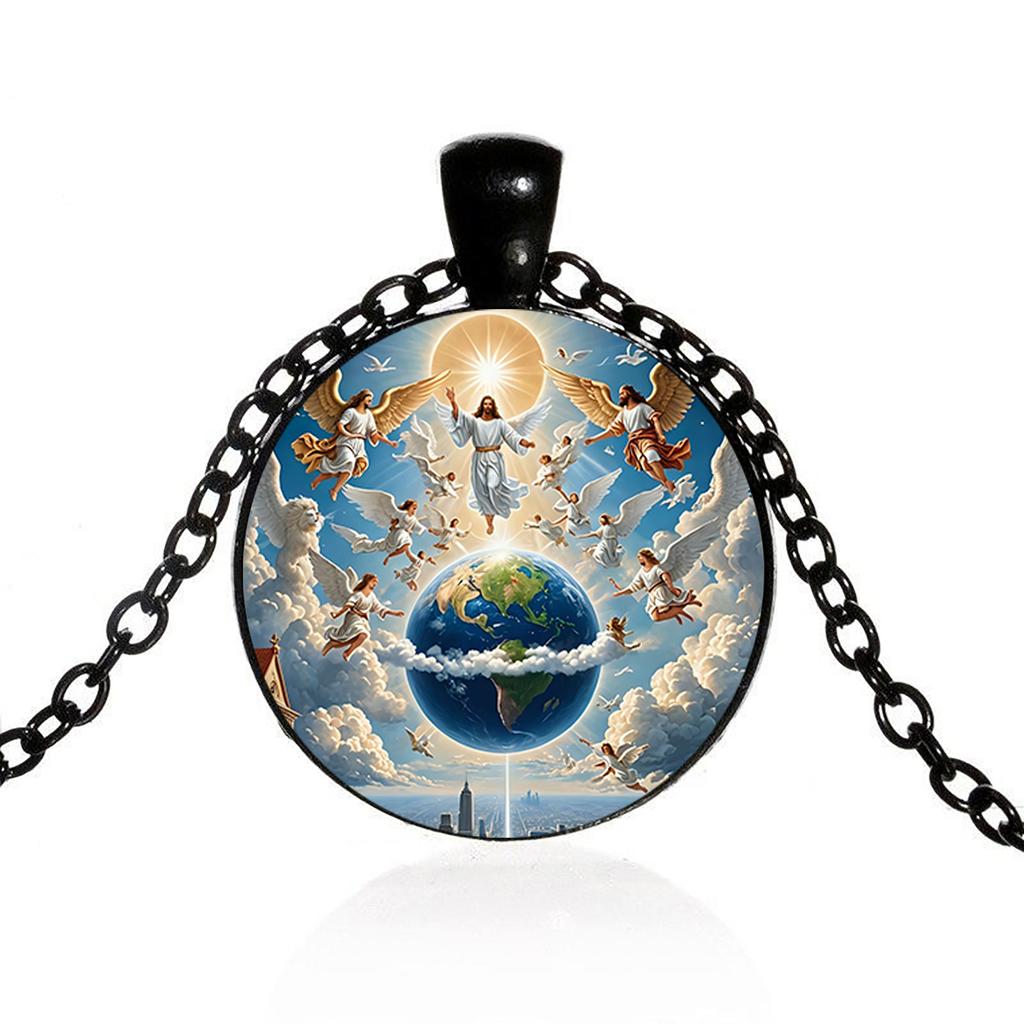 A retro style Jesus Ascension Pendant Necklace Time Gem Pendant Faith Guardian Retro Chain Suitable for men and women to wear daily