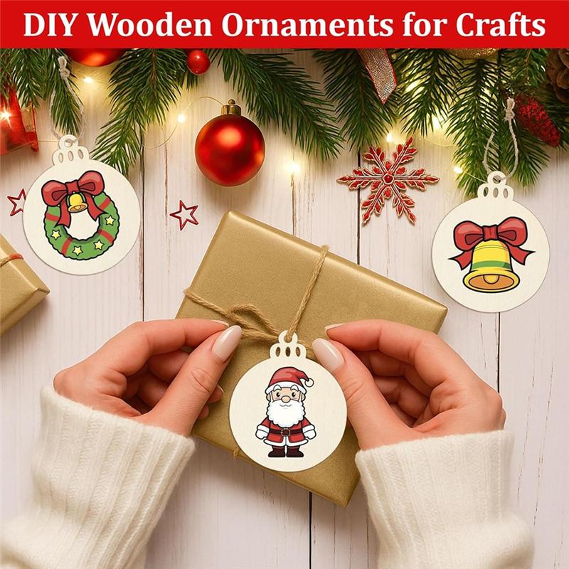 Good-Wooden Christmas Ornaments 50 PCS, 3 Inch DIY Wood Ornament Blank For Crafts, Unpainted Round Ornament To Paint