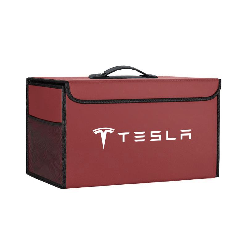 Car Trunk Leather Storage Box Auto Interior Organizer Accessories For Tesla Model 3 Model S Model X Model Y Cybertruck Roadster