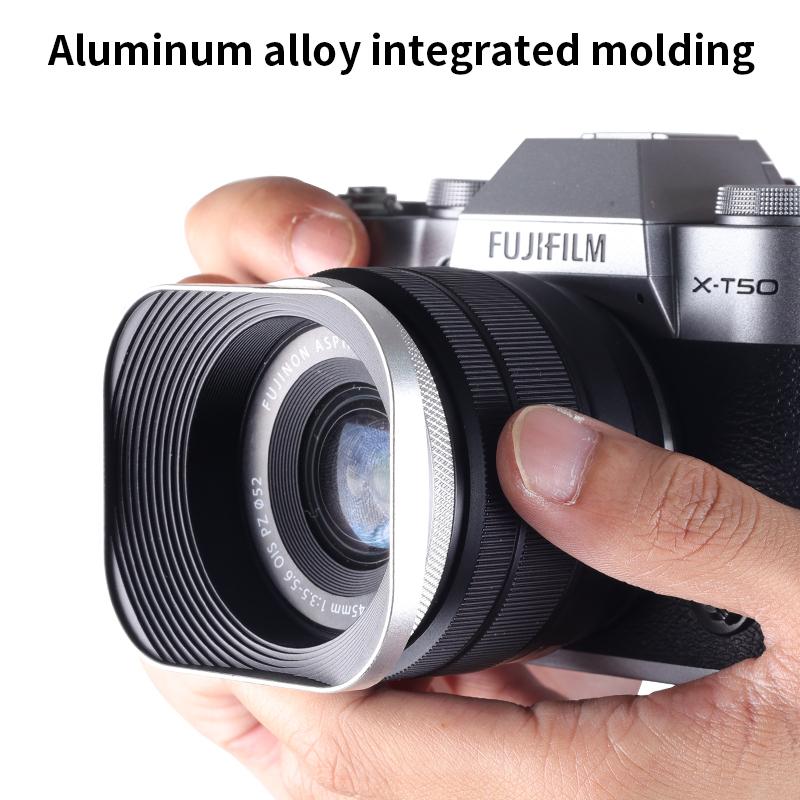 Metal Square Camera Lens Hood Compatible for Nikon16-50 Canon Sony Fuji15-45/35f2 Universal Photography Accessory 52/43/46/39mm
