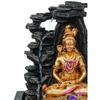 Golden Brown Polyresin Tabletop Lord Shiv 4 Step Indoor Water Fountain for Home Decor with LED,