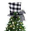 Christmas Tree Topper Fabric Decor Retractable Top Hat Christmas Treetop Star Decorations With Bow-knot Ribbon For Home Decor