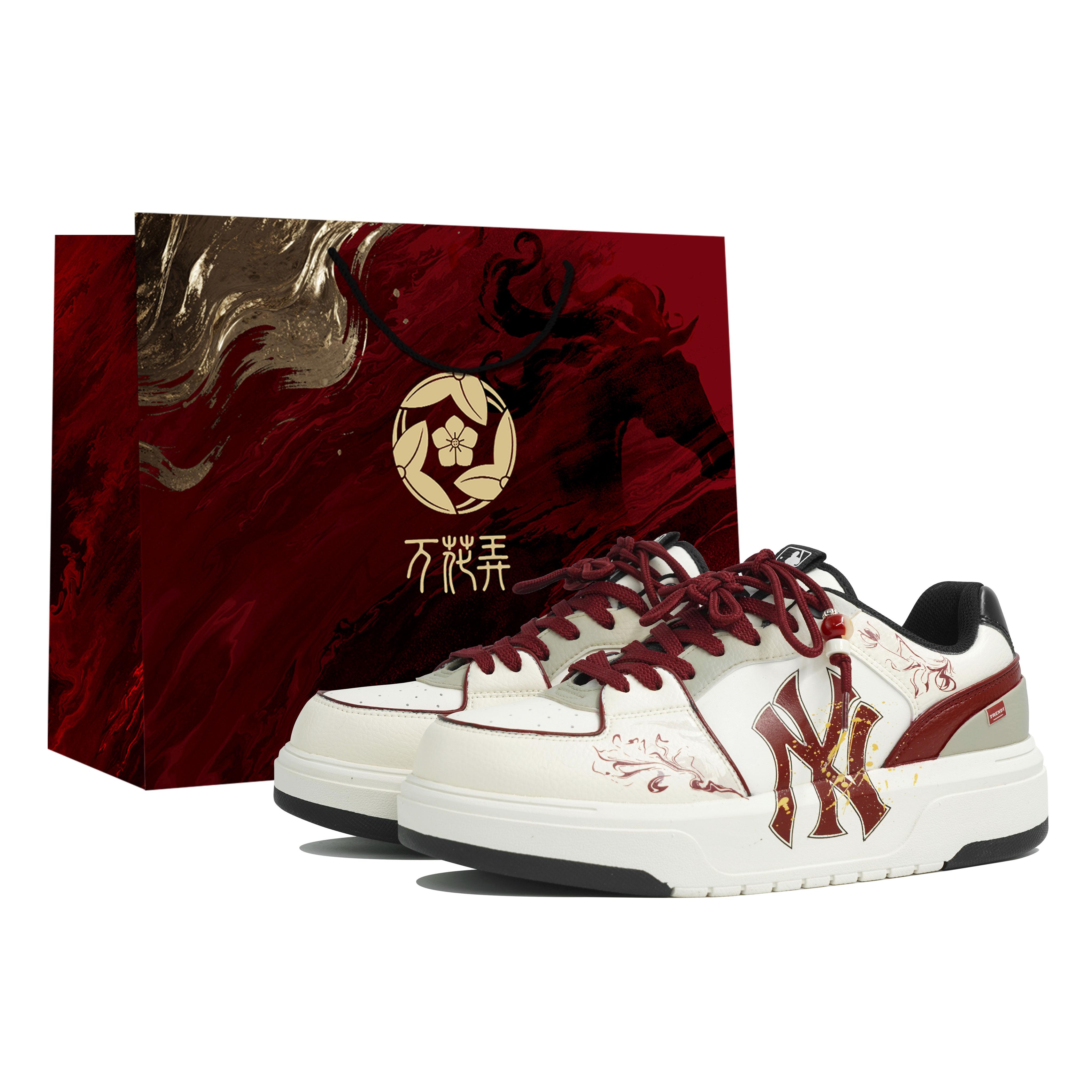 

MLB Chunky Liner Wan Hua Nong, Fu, Shopping Bag Abrasion Resistant Low top Skateboard Shoes Unisex Black White Red 3ASXCA12N-50WHS(Team1023-BOX) 44