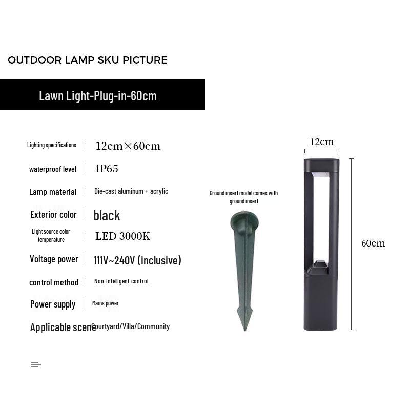 Solar-Powered Aluminum Minimalist Garden Light for Lawn, Villa, and Courtyard Lighting