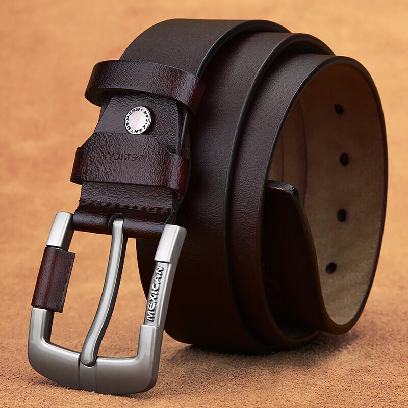 Straw Man Men's Genuine Leather Pin Buckle Belt
