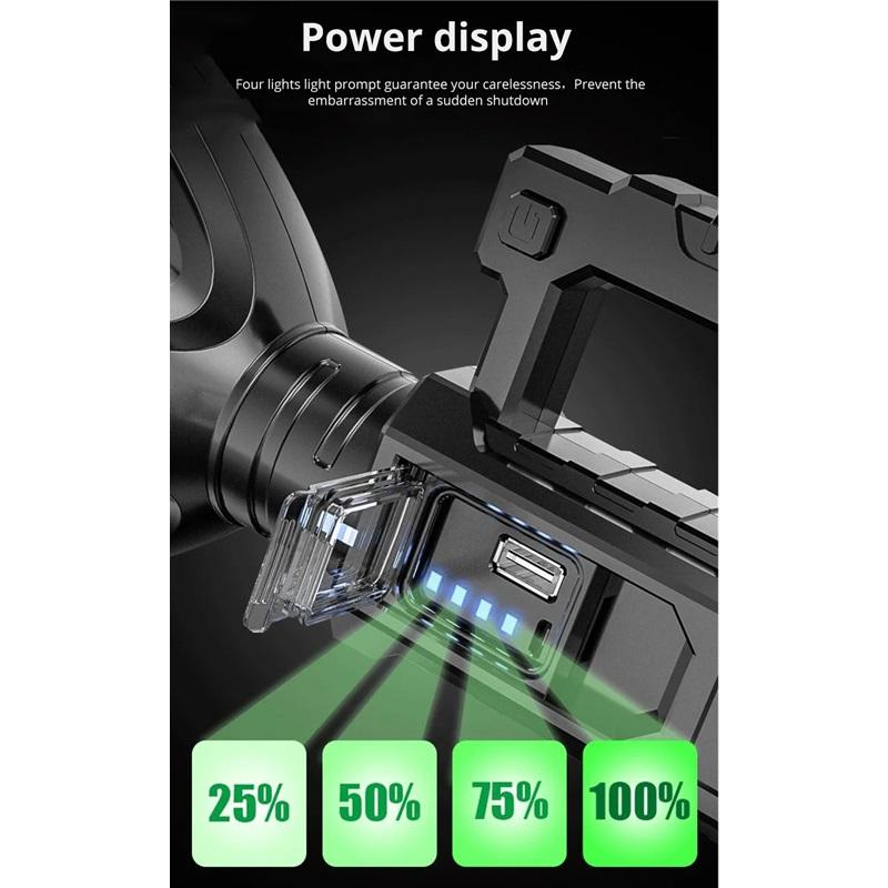 150000LM Powerful LED Flashlight Handheld Searchlight Rechargeable With Stand Super Bright Work Torch Portable Outdoor Lantern