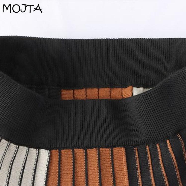 MOJTA Mid-length Skirt Spring Summer Women's Elastic High Waist Skirt A-line Long Skirt