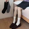 Retro Autumn and Winter Floral Socks, Warm Silk and Wool Socks, Versatile Mid-calf Boneless Socks