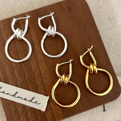 PONYKISS  Sterling Silver 18K Gold Twisted Geometric Hoop Earrings for Women Trendy Personality Fine  Accessories