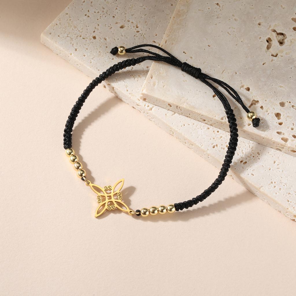 Witch Knot Bracelet Women Men Stainless Steel Beads Charm Black Red Blue Purple Rope Bracelets Amulet Witchcraft Jewelry